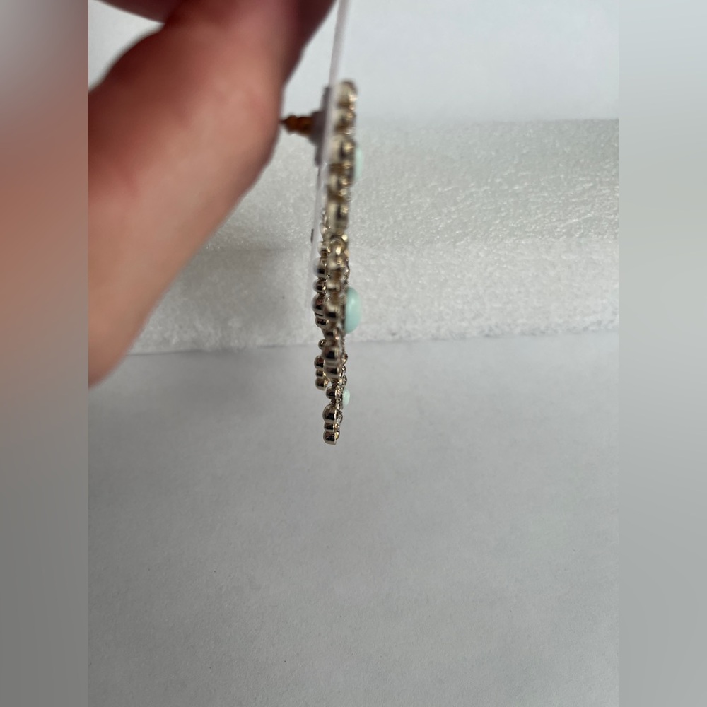 White House Black Market Gold and Green Drop Earrings 🆕 - Picture 4 of 7